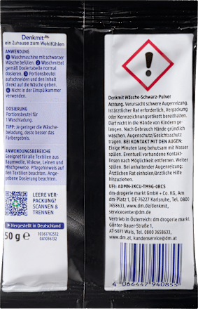 Additivo ravvivante in polvere per capi nero intenso Denkmit