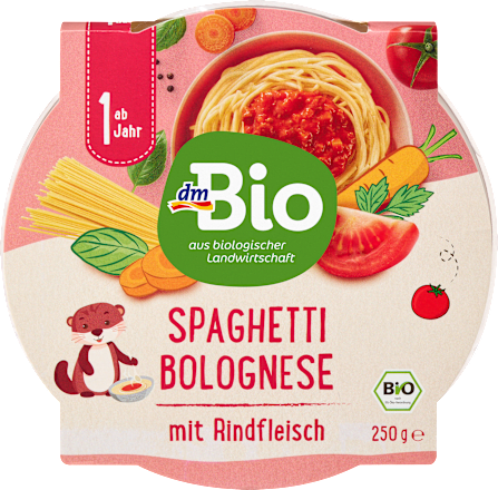 Menü Spaghetti Bolognese mit Rindfleisch ab 1 Jahr dmBio