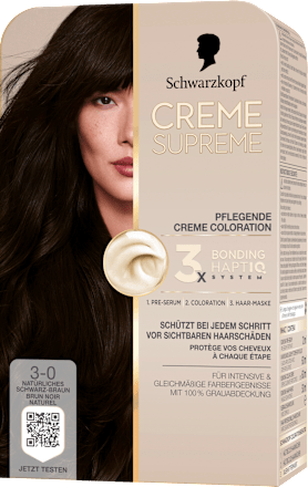 Dauerhafte Coloration Creme Supreme 3-0 Natürliches-Schwarzbraun Schwarzkopf CREME SUPREME