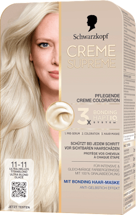 Dauerhafte Coloration Creme Supreme 11-11 Ultra-helles Titanblond Schwarzkopf CREME SUPREME