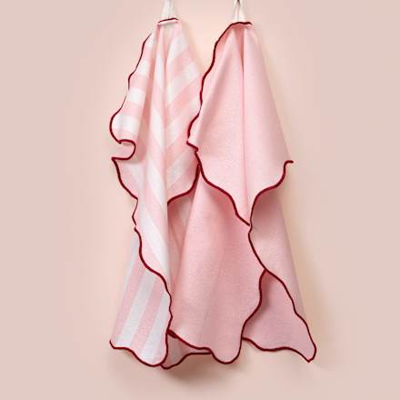 Geschirrtuch mit Wellenrand aus Baumwolle, gestreift/uni (50x60 cm) dm home