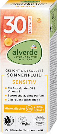 Fluido solare SENSITIV per viso e décolleté SPF30 alverde
