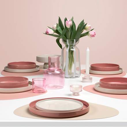 Platzset aus Kunstleder, wendbar, rosa/beige (45x36 cm) dm home