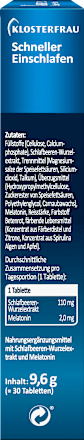 Schneller Einschlafen Melatonin 2,0 mg Tabletten 30 St Klosterfrau
