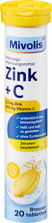 Šumivé tablety zinok + vitamín C Mivolis