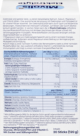Elektrolitok étrend-kiegészítő, málna ízesítéssel Mivolis