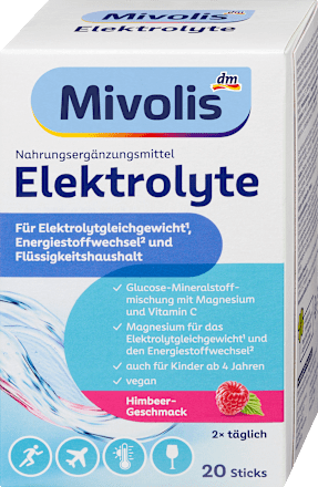 Elektrolitok étrend-kiegészítő, málna ízesítéssel Mivolis