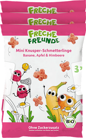 Kindersnack Mini Knusper-Schmetterlinge Banane, Apfel & Himbeere ab 1 Jahr (3x15 g) Freche Freunde