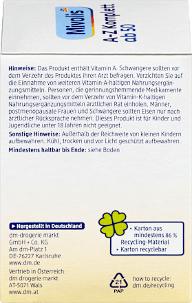 Prehransko dopolnilo z vitamini in minerali A-Z Komplett Mivolis