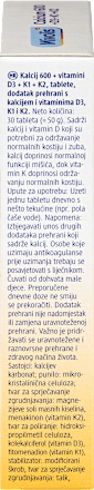 Kalcij 600 + vitamini D3 + K1 + K2, tablete Mivolis