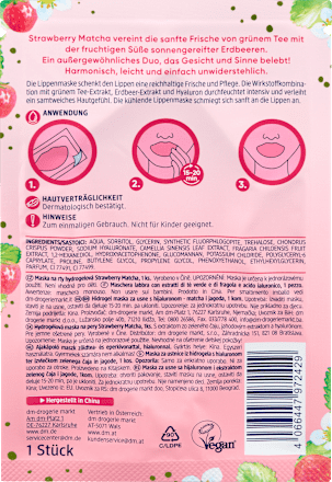 Hydrogel maska za usne s hijaluronom - matcha i jagoda Balea