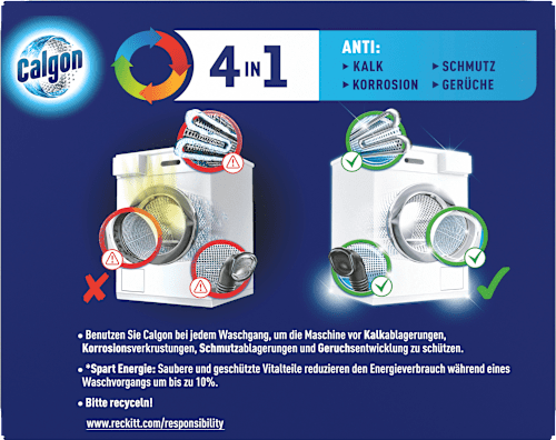 Waschmaschinenreiniger Wasserenthärter Power Tabs 4in1 Calgon