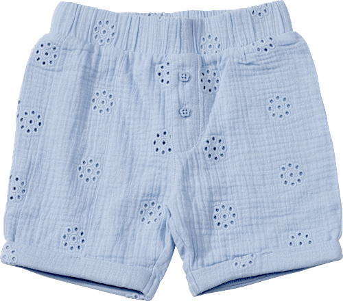 Shorts aus Musselin mit Blumen-Stickerei, blau, Gr. 80 ALANA