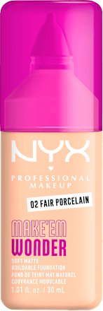 Tekući puder Make 'Em Wonder – 02 Fair Porcelain NYX PROFESSIONAL MAKEUP