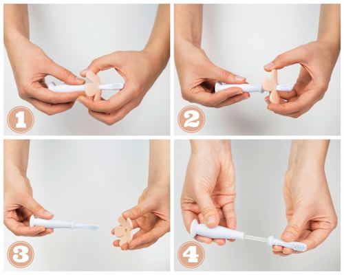 Periuță de dinți din silicon turcoaz pentru bebeluși babysnugg