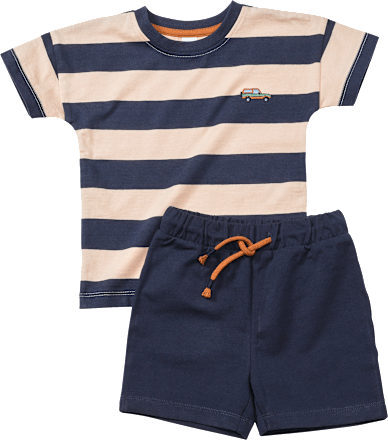 Set mit Ringel-Muster & Auto-Stickerei, blau, Gr. 116 ALANA