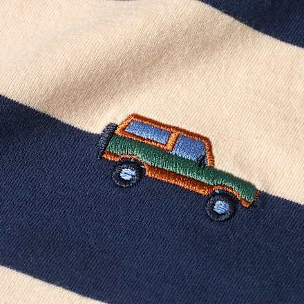 Set mit Ringel-Muster & Auto-Stickerei, blau, Gr. 116 ALANA