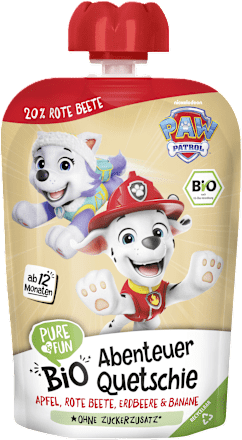 EKO pire Paw Patrol – jabuka, cikla, jagoda i banana, 12+ mj. PURE & FUN