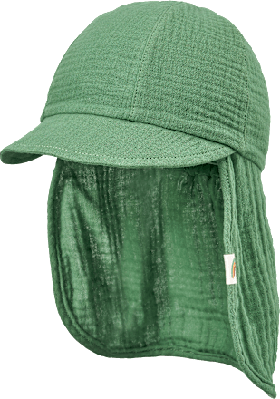 Schirmmütze mit Nackenschutz aus Musselin, grün, Gr. 54/55 ALANA