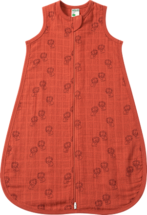 Schlafsack 0,5 TOG aus Musselin mit Löwen-Muster, rotbraun, 70 cm ALANA