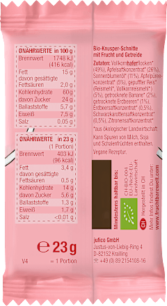 Kindersnack Knusper-Schnitte Erdbeere-Banane, ab 3 Jahren (3x23 g) FruchtBar