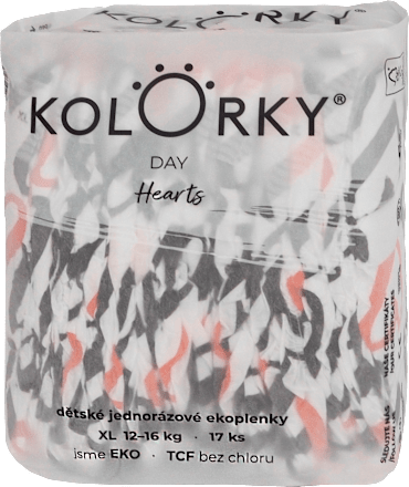 Plienky Day veľkosť XL (12 - 16 kg) - srdce Kolorky