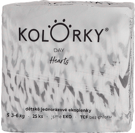 Plienky Day veľkosť S (3 - 6 kg) - srdce Kolorky