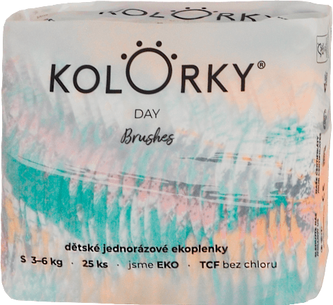 Plienky Day veľkosť S (3 - 6 kg) - štetce Kolorky