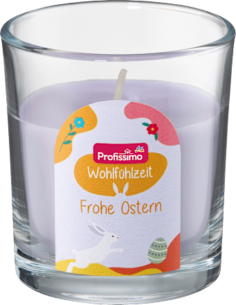 Duftkerze im Glas Wohlfühlzeit Frohe Ostern sortiert Profissimo