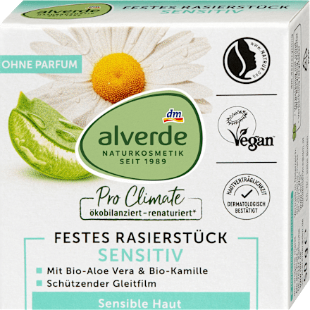 Trdo milo za britje z bio aloe vero in bio kamilico alverde NATURKOSMETIK