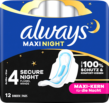 Binden Maxi Night mit Flügeln  always