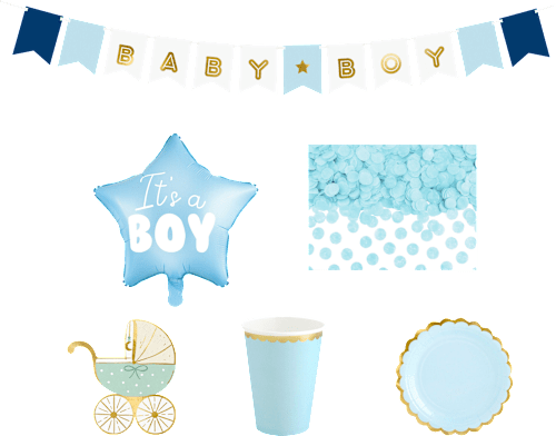 Party-Dekorationsset "Baby Shower" blau 35tlg PartyDeco