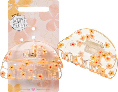 Haarklammer mit Blumen, transparent LANGHAARMÄDCHEN