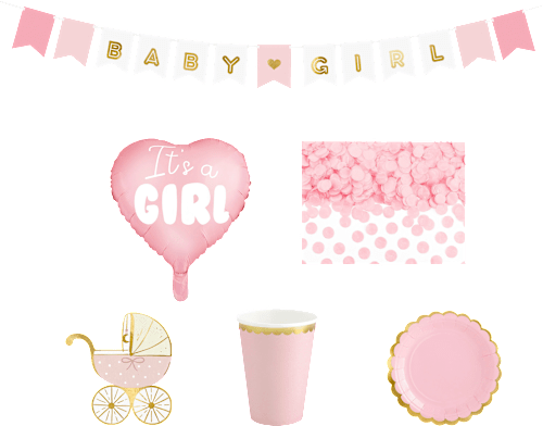Party-Dekorationsset "Baby Shower" rosa, 35tlg PartyDeco