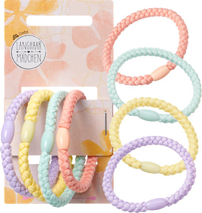 Haargummis geflochten, bunt ebelin