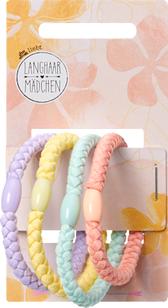 Haargummis geflochten, bunt Langhaarmädchen