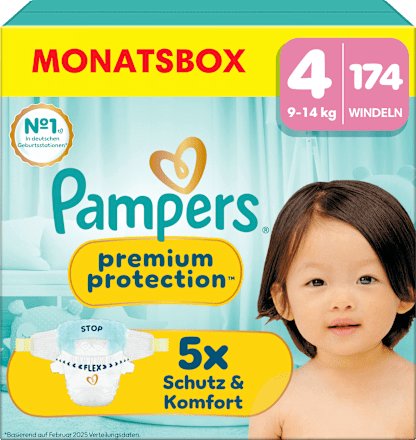 Windeln Premium Protection Gr. 4 Maxi (9-14 kg) Monatsbox Pampers premium protection