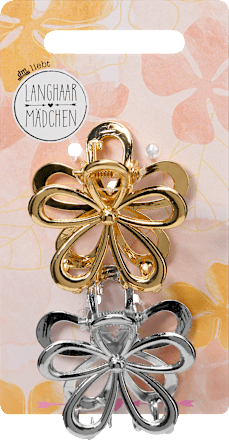Haarklammern Blumen, Gold- & Silberoptik Langhaarmädchen