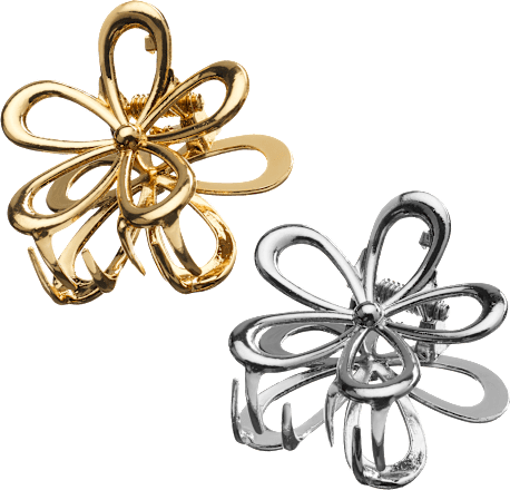 Haarklammern Blumen, Gold- & Silberoptik Langhaarmädchen
