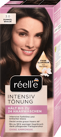 barva na vlasy Intensiv Tönung, 3.0 tmavě hnědá réell‘e