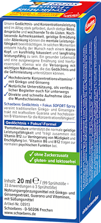 Gedächtnis + Fokus Spray  Schaebens