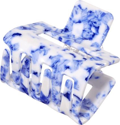 Haarklammer Keramik-Optik, blau/weiß ebelin