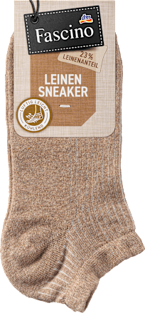 Sneaker Socken mit Leinen braun Gr. 35-38 Fascino