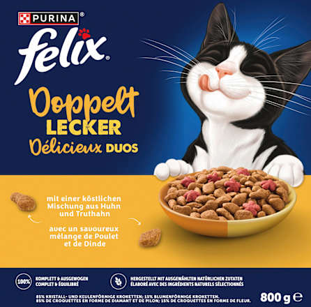 Trockenfutter Katze mit Huhn & Truthahn - doppelt lecker delicieux duos Felix