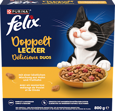Trockenfutter Katze mit Huhn & Truthahn - doppelt lecker delicieux duos Felix