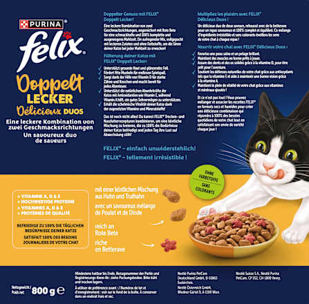 Trockenfutter Katze mit Huhn & Truthahn - doppelt lecker delicieux duos Felix