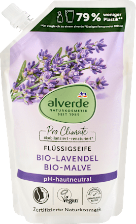 Flüssigseife Lavendel, Malve Nachfüllpack alverde NATURKOSMETIK
