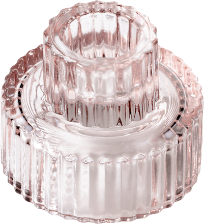 Kerzenhalter 2in1 aus Glas, rosa (4x5 & 5x8 cm) dm home