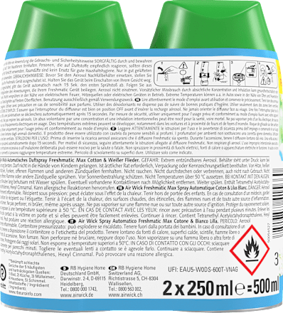 Duftspray Freshmatic Max Nachfüller Cotton & Weißer Flieder Duo-Pack AIR WICK