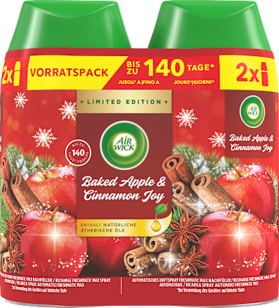Duftspray Freshmatic Max Nachfüller Baked Apple & Cinnamon Joy Duo-Pack (2x250ml) AIR WICK